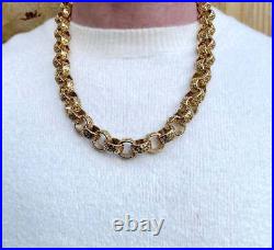 15mm Gold 9ct GF XXL Ornate Belcher Chain Necklace Gift Men Heavy Chunky Filled