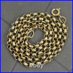16 Long Solid 9 Carat Yellow Gold Belcher Link Necklace Chain