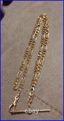 18 Inch 18.7gs 9ct gold figaro Link chain. Dog clip Clasp. T-bar