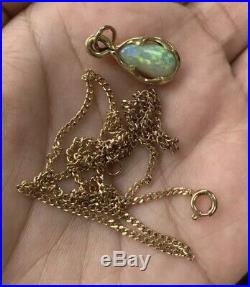 18ct Gold & Solid Black Opal Pendant On 9ct Gold Chain Last Reduction