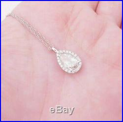 18ct gold 1.83ct diamond pear drop cluster pendant on 9ct gold chain