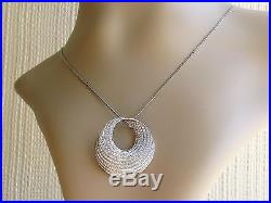 18ct white gold multi diamond 1.77ct swirl pendant & 9ct gold chain (19inches)