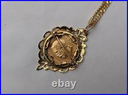 1911 22ct half sovereign mounted pendant with 9ct gold chain. 18.2 grams