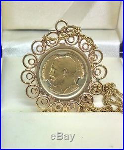 1919 half Sovereign pendant & 18 chain in 9ct Gold mount