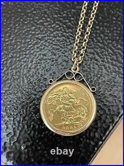 2001 Half Sovereign And 9ct Gold Belcher Chain