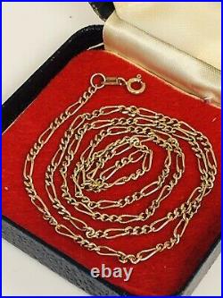 375 9CT Gold 20 Figaro (3+1) Chain Necklace Full English Hallmarks 5g