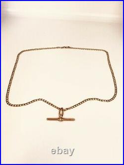 375 9CT Gold 20 Flat Curb Link Chain T Bar Pendant Necklace