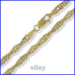 375 9ct Gold 16 18 20 22 24 Singapore Twisted Curb Link Rope Chain Necklace
