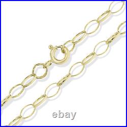 375 9ct Gold Belcher Chain 16 18 20 22 24 Yellow Oval Link Pendant Necklace