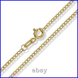 375 9ct Gold Curb Chain 1.4mm Solid Diamond Cut Link Pendant Necklace Gift Box