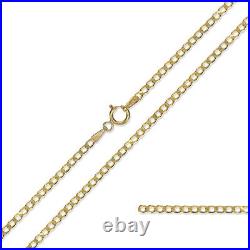 375 9ct Gold Curb Chain 1.4mm Solid Diamond Cut Link Pendant Necklace Gift Box