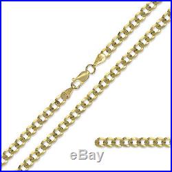 375 9ct Gold Curb Chain Yellow Solid Diamond Cut Link Pendant Necklace Gift Box