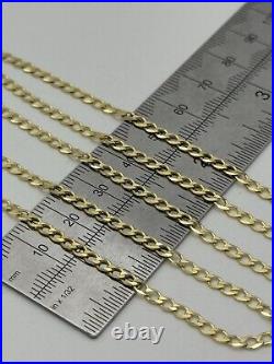 375 9ct Real Gold 3mm Curb Chain Solid 9K Men&Women Necklace 18 Inch New