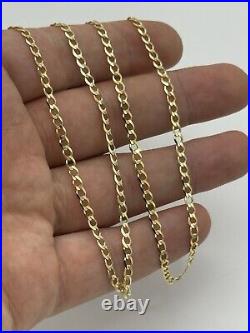 375 9ct Real Gold 3mm Curb Chain Solid 9K Men&Women Necklace 18 Inch New