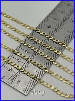 375 9ct Real Gold 3mm Curb Chain Solid 9K Men&Women Necklace 18 Inch New