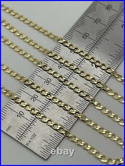 375 9ct Real Gold 3mm Curb Chain Solid 9K Men&Women Necklace 18 Inch New