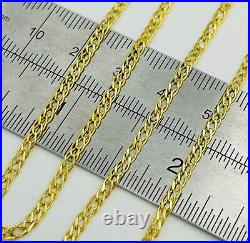 375 9ct Solid Gold 3mm Double Curb Link Chain Necklace 16 18 20 New