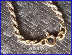 375 9ct Solid Gold Rope Necklace 8.54 Grams