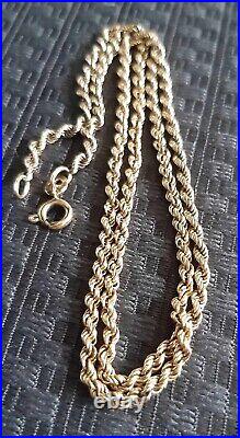 375 9ct Solid Gold Rope Necklace 8.54 Grams