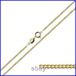 375 9ct Solid Yellow Gold 14 16 18 20 22 24 Inch 1.1mm Curb Link Chain Necklace