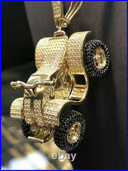 375 9ct Yellow GOLD ATV MOTORCYCLE Icy Shine Shiny BLING RAPPER PENDANT NEW