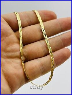 375 9ct Yellow Gold Women 4mm Knitted Snake Chain 16 17 18 Brand New