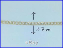 375 9ct solid Yellow Gold Curb Link Necklace 16 30 Fully Hallmarked -3.7mm
