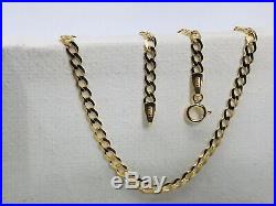 375 Hallamrked 9ct Yellow Gold 3mm Flat Curb Chain Necklace Necklet New