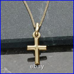 375 Solid 9ct Gold Small Tubular Cross Pendant Child / Ladies With Chain Options