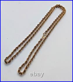 4mm 9ct Gold Rope Chain 62cm Long Solid Gold 7.7g 9ct Yellow Gold