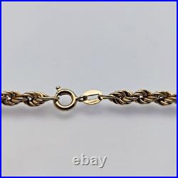 4mm 9ct Gold Rope Chain 62cm Long Solid Gold 7.7g 9ct Yellow Gold