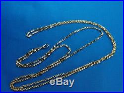 57in QUALITY Antique Victorian 9ct Gold MUFF LONG GUARD CHAIN + DOG CLIP 20.8g