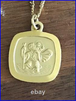 9 Carat Gold St Christopher Pendant and Chain