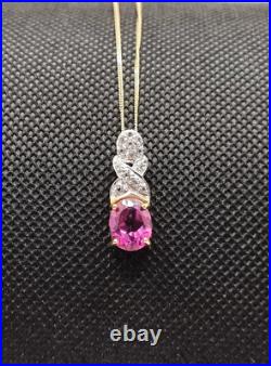 9 ct Gold Chain and Pink Tourmaline Pendent Gold Chain 9ct Yellow Gold
