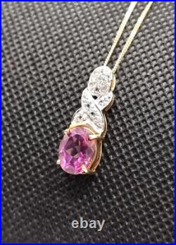 9 ct Gold Chain and Pink Tourmaline Pendent Gold Chain 9ct Yellow Gold