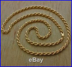 9 ct Gold Italian Rope Chain -20 -5mm -13g -Hallmark I10 20 FINANCE AVAILABLE