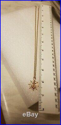 9 ct gold 20belcher chain with 14ct gold nautical ships wheel anchor pendant