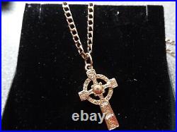 9CT GOLD CELTIC CROSS Necklace. 18 Flat Curb Heavy Chain. 11.7g. Stunning item