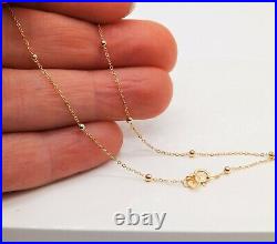 9CT GOLD CHAIN 18 inch FLAT TRACE BEAD BALL CHAIN 9 CARAT YELLOW GOLD NECKLACE