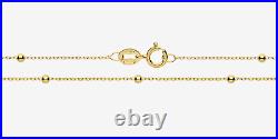 9CT GOLD CHAIN 18 inch FLAT TRACE BEAD BALL CHAIN 9 CARAT YELLOW GOLD NECKLACE