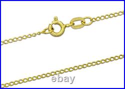 9CT GOLD CURB CHAIN 0.5mm 0.7mm 1.5mm SOLID GOLD LINK NECKLACE 16 18 20 Inch 375