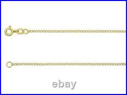 9CT GOLD CURB CHAIN 0.5mm 0.7mm 1.5mm SOLID GOLD LINK NECKLACE 16 18 20 Inch 375