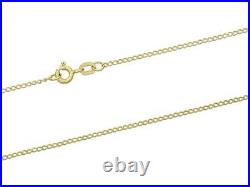 9CT GOLD CURB CHAIN 0.5mm 0.7mm 1.5mm SOLID GOLD LINK NECKLACE 16 18 20 Inch 375