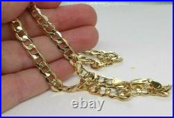 9CT GOLD CURB CHAIN 22 Inch NECKLACE 9 CARAT YELLOW GOLD 6.5mm WIDE HALLMARKED