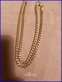 9CT GOLD FLAT CURB LINK CHAIN NECKLACE 18.5 inches 8g