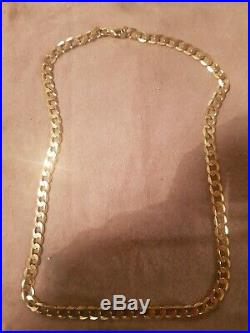 9CT GOLD FLAT CURB LINK CHAIN NECKLACE 21 inches 23.6g