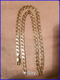 9CT GOLD FLAT CURB LINK CHAIN NECKLACE 21 inches 30.4g
