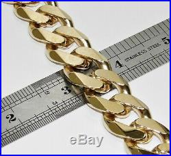 9CT GOLD ON SILVER 9.5 INCH HUGE MEN'S HEAVY CURB BRACELET 126.2g CHUNKY 20MM