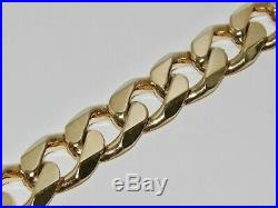 9CT GOLD ON SILVER 9 INCH HUGE MEN'S HEAVY CURB BRACELET 92.5g CHUNKY 12MM