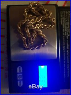 9CT GOLD ROPE CHAIN NECKLACE 18 inches 9g